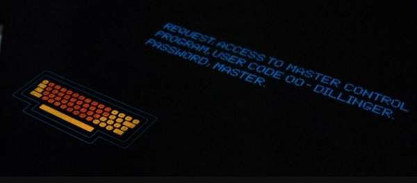Screenshot of Dillinger's keyboard and terminal from the movie 'Tron' - 1982